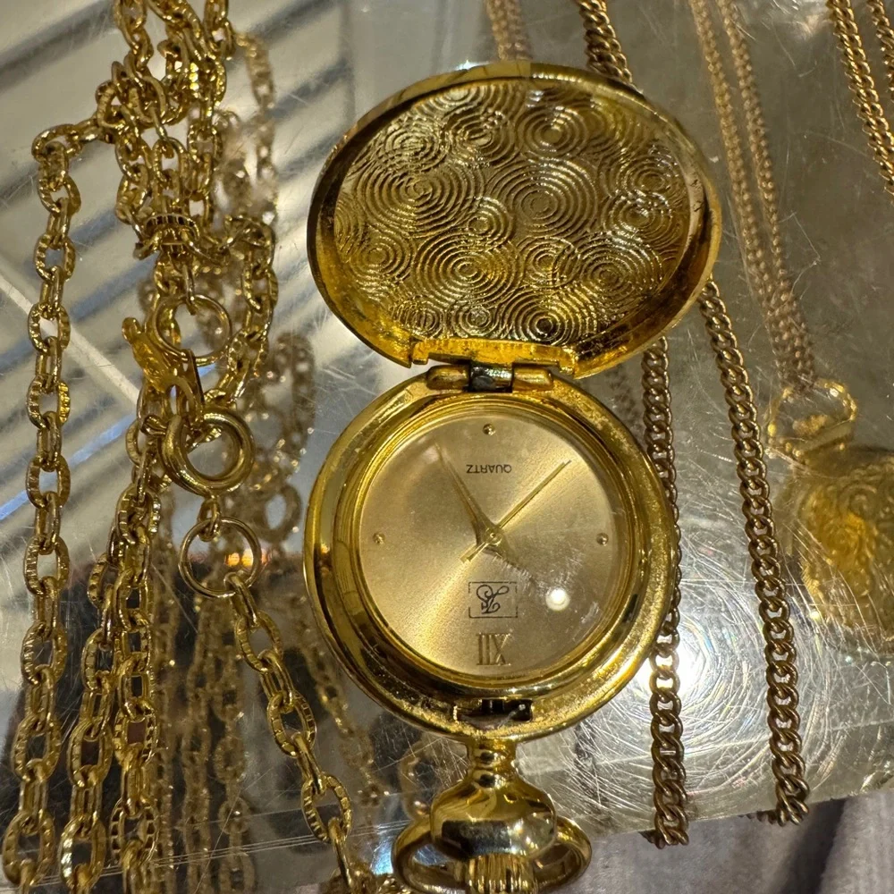 Gold Tone Pocket Watch with‎ Chain LOT
